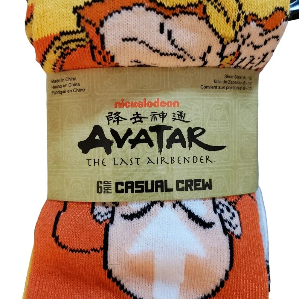 Nickelodeon‎ Avatar The Last Airbender 6 Pair Casual Crew Socks Men New
